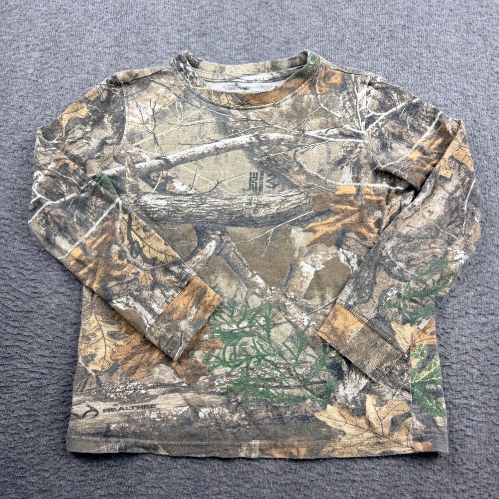 Magellan Outdoors Long Sleeve Shirt Kids Small Brown Realtree Edge Camo Tee‎